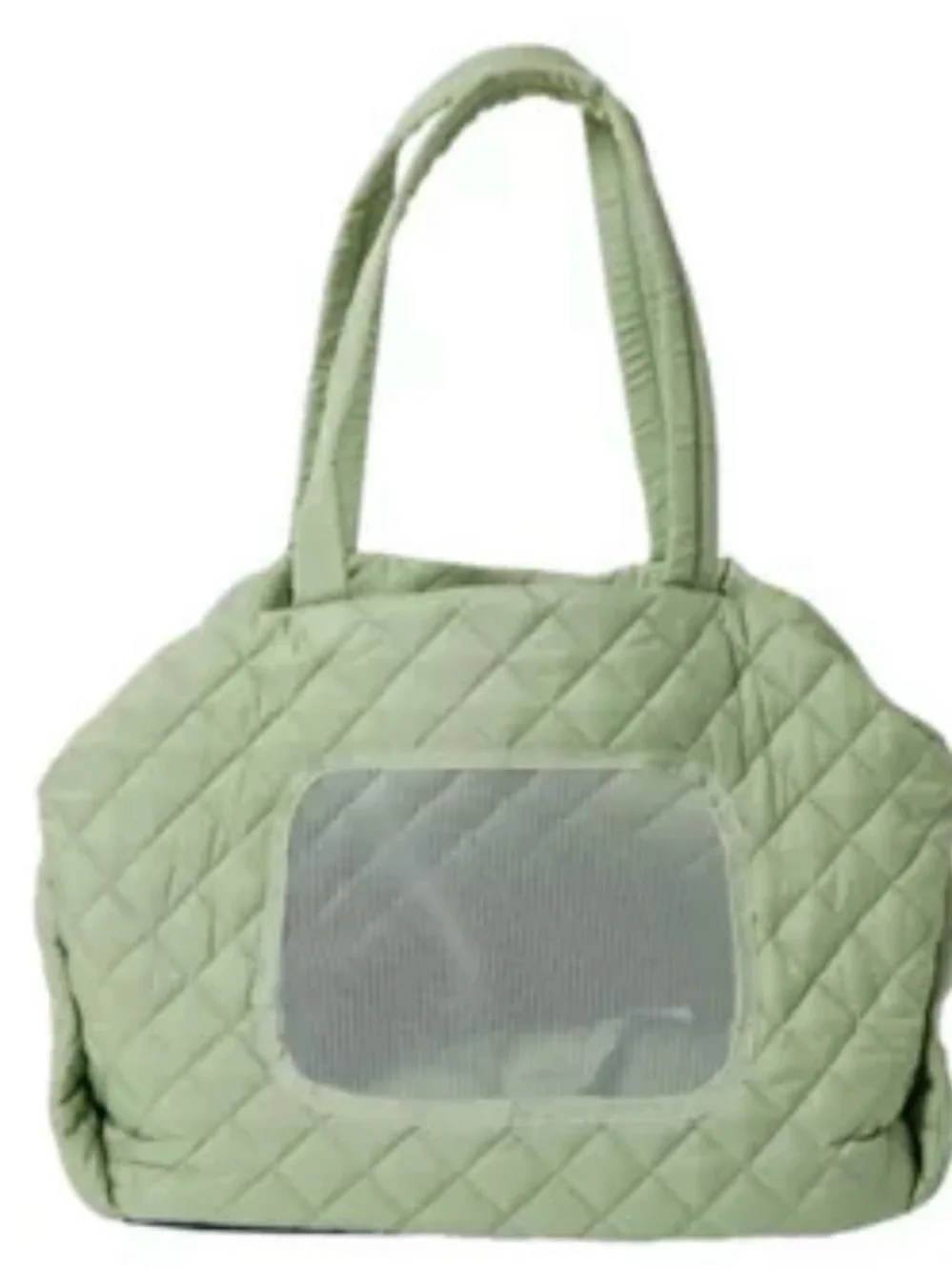 Quilted Light Green Pet Carrier Tote for Small Dogs and Cats